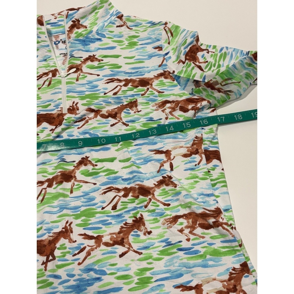 Ibkul Womens S Horse Print Long Sleeve Quarter Zip Pickleball Golf Shirt Blue - Picture 7 of 10